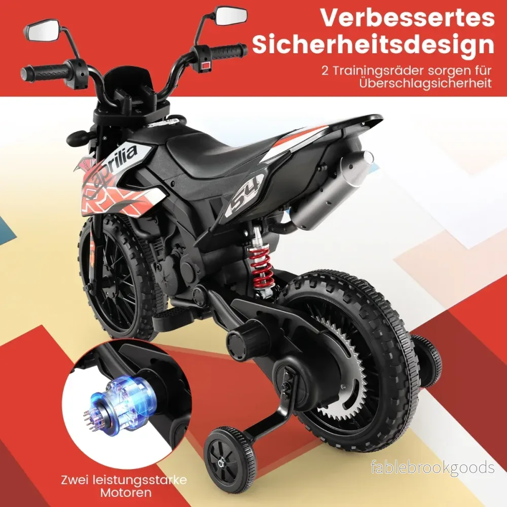 12V – barnmotorcykel med träningshjul Aprilia licensierad elmotorcykel – Röd - Bild 3