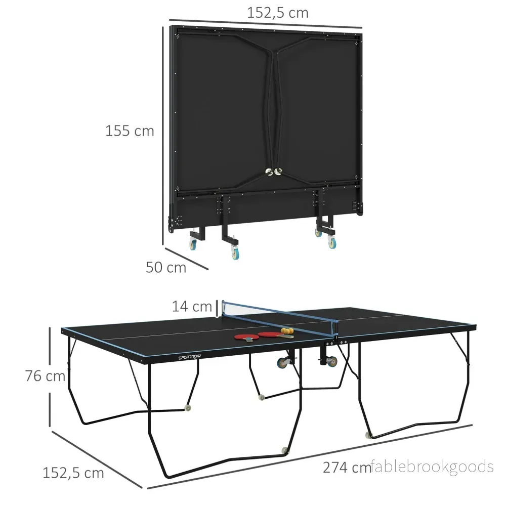 Vikbart utomhusbordtennisbord, hjul och nät ingår - Bild 3