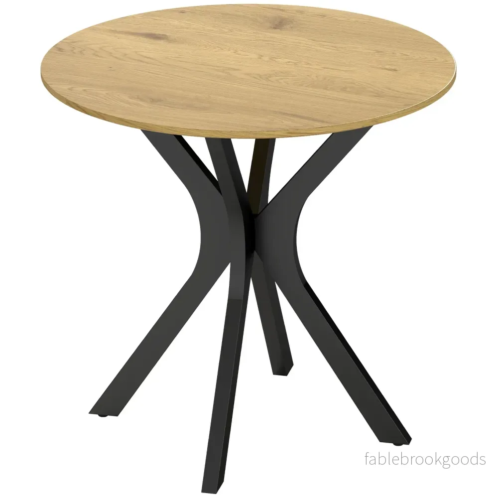 Runt matbord, modern design, 78x78x75 cm, naturligt trä