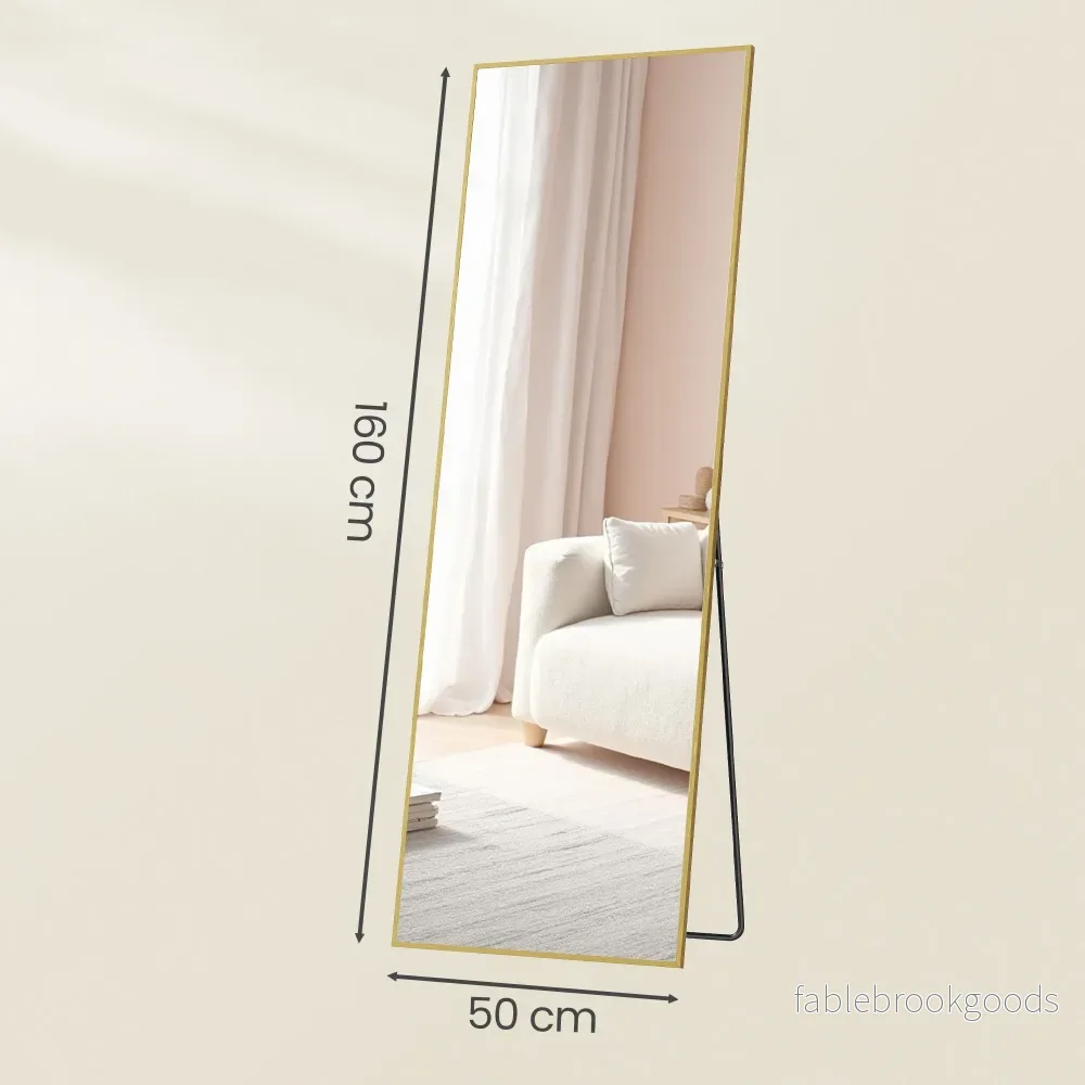 Staande spiegel - 160 x 50 cm - onbreekbaar - gouden aluminium frame - 6,9 kg - Bild 3