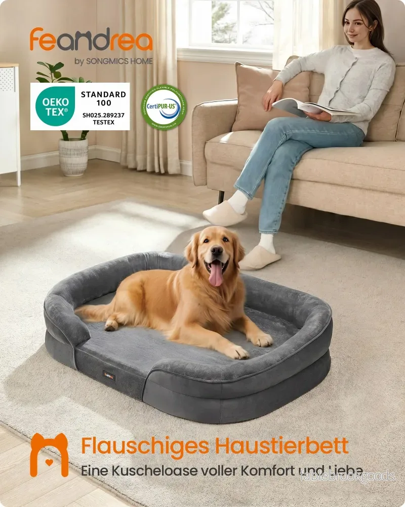 Hondenmand - Orthopedisch en Wasbaar - Met Verhoogde Randen - Leigrijs - 106 x 76 x 18 cm - Bild 2