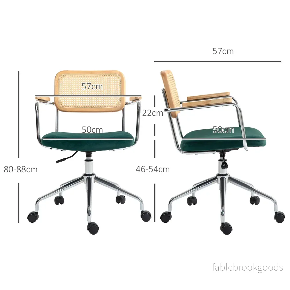 Justerbar Boho kontorsstol med armstöd, grön vridbar - Bild 3