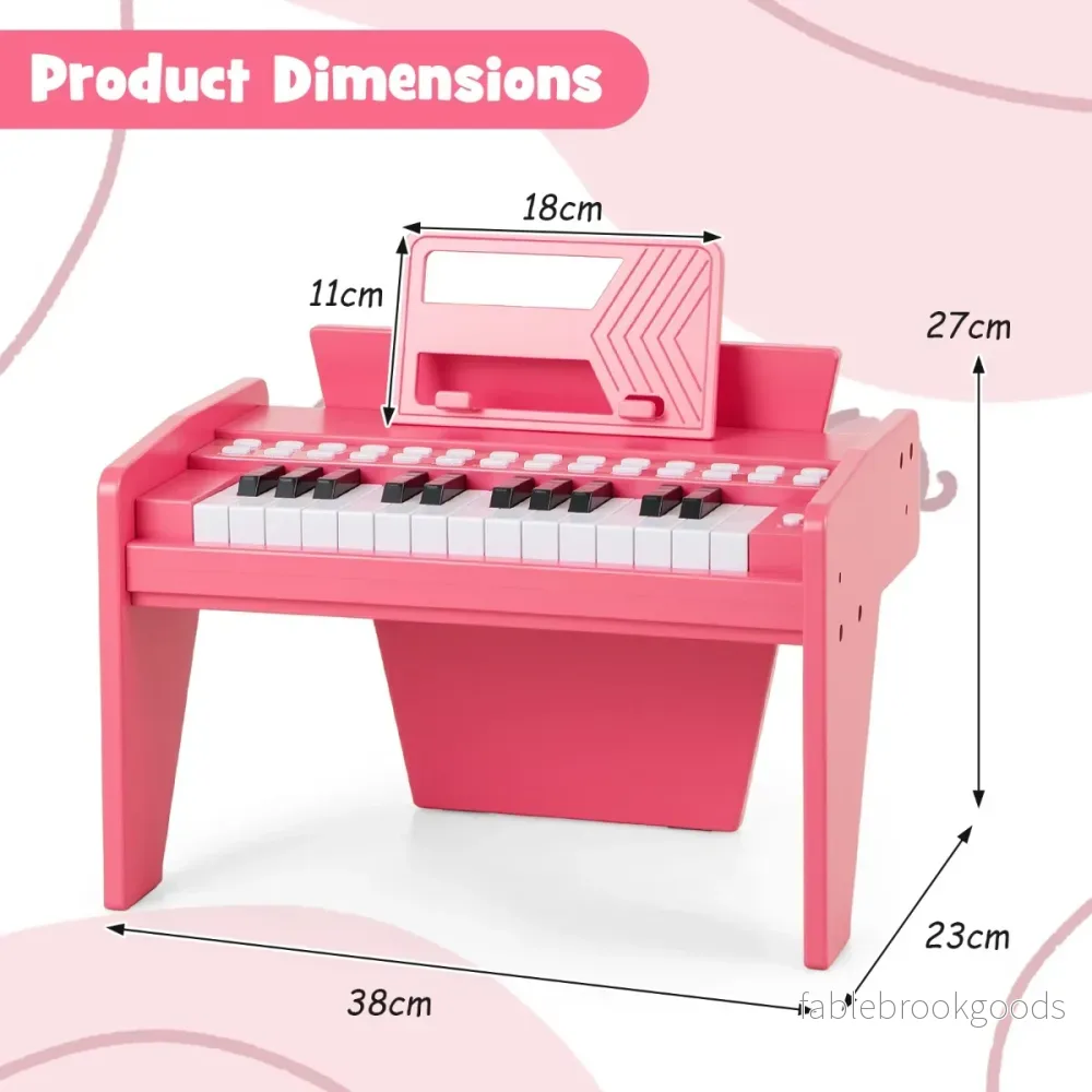 Tangent – Keyboard Barn Mini Digitalt Piano Träleksak med Inställbar Hastighet – 25 – Rosa - Bild 2