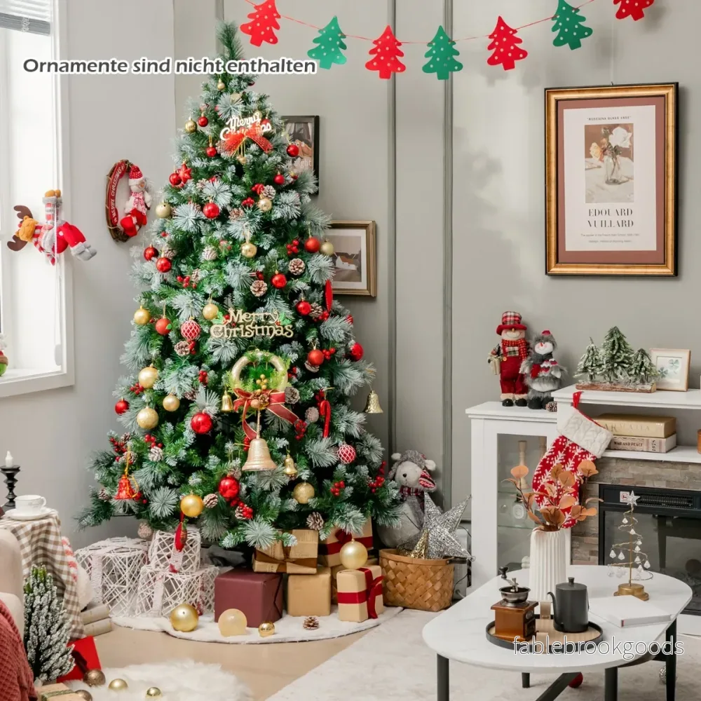 X – Julgran med LED ljus bär + – 215 cm Ø 125 – Grön och vit - Bild 2