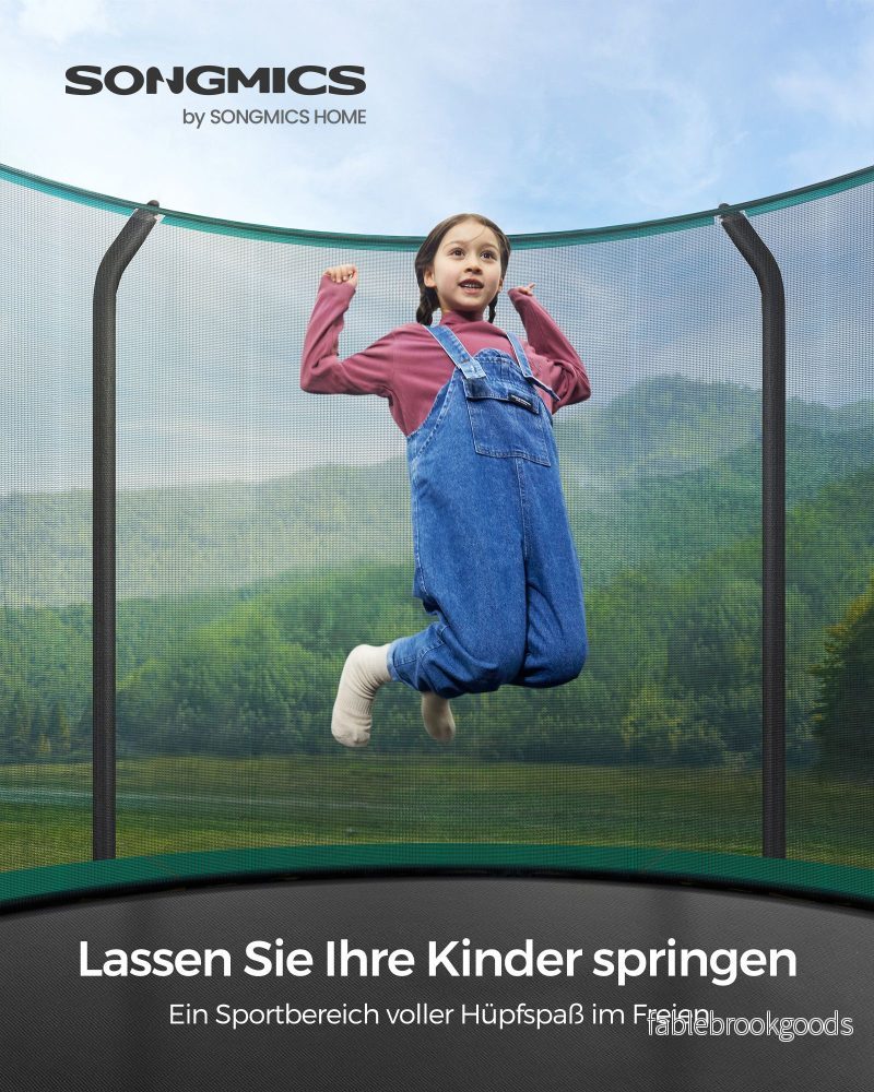 Studsmatta – rund med vadderad ram – svart-mörkgrön - Bild 2