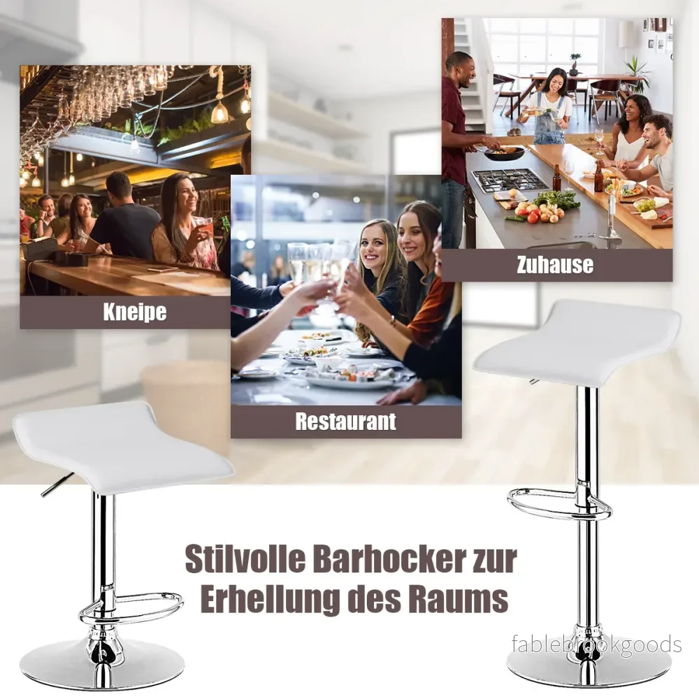 Set – med höjdjusterbara barstolar ryggstöd och fotstöd 360° vridstol – 2 – Vit - Bild 3