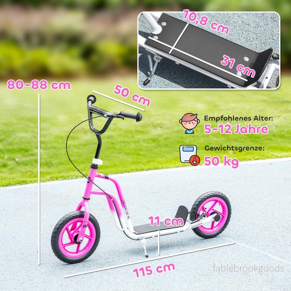 Barnsparkcykel, justerbart styre, stora hjul, rosa - Bild 2
