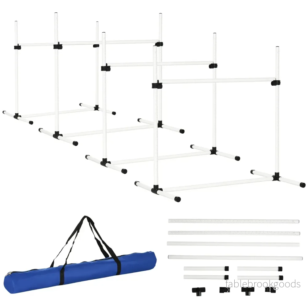 Hund Agility Training Set – 4 slalomhäck, vit