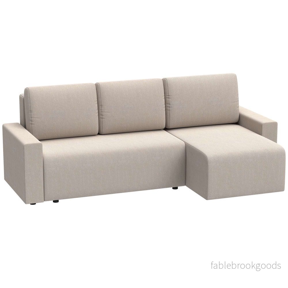 L-formad bäddsoffa med förvaring, vändbar schäslong – beige