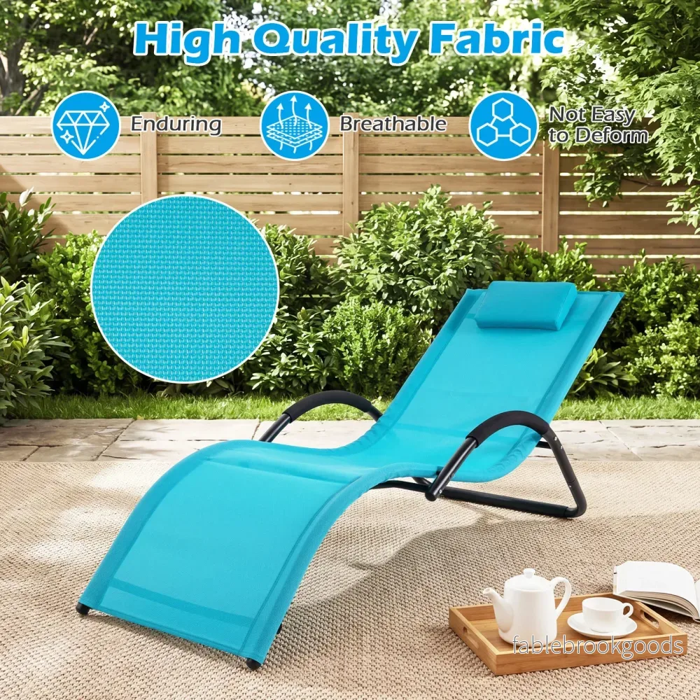 pack – ergonomisk solstol med avtagbart huvudkudde liggstol belastbar upp till – 2 160 kg – Blå - Bild 3