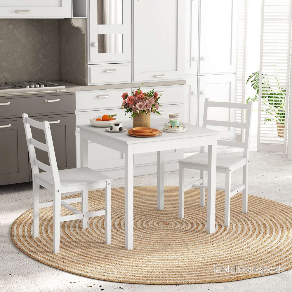 Pine Wood Matbordsset för 2 – vit finish - Bild 2