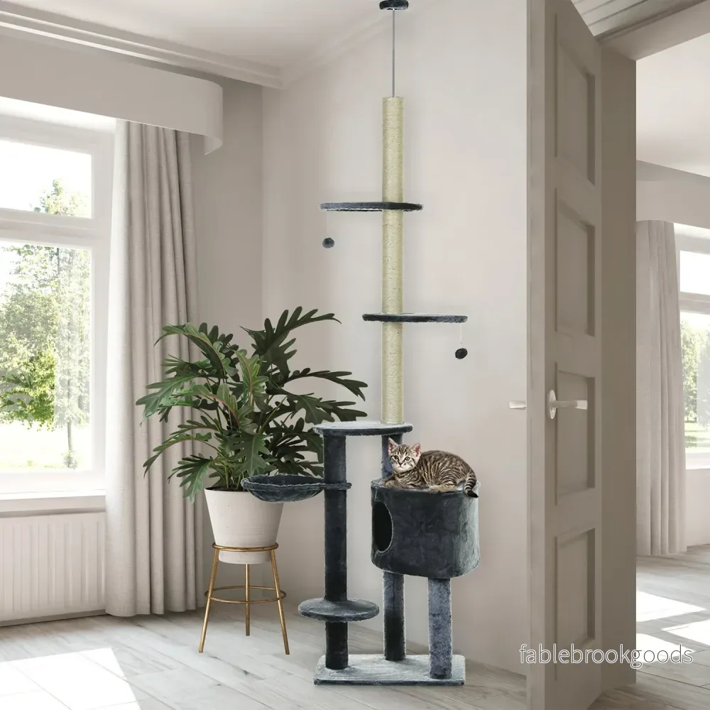 Kattklätterställning, takhög sisalstolpe, mörkgrå - Bild 2