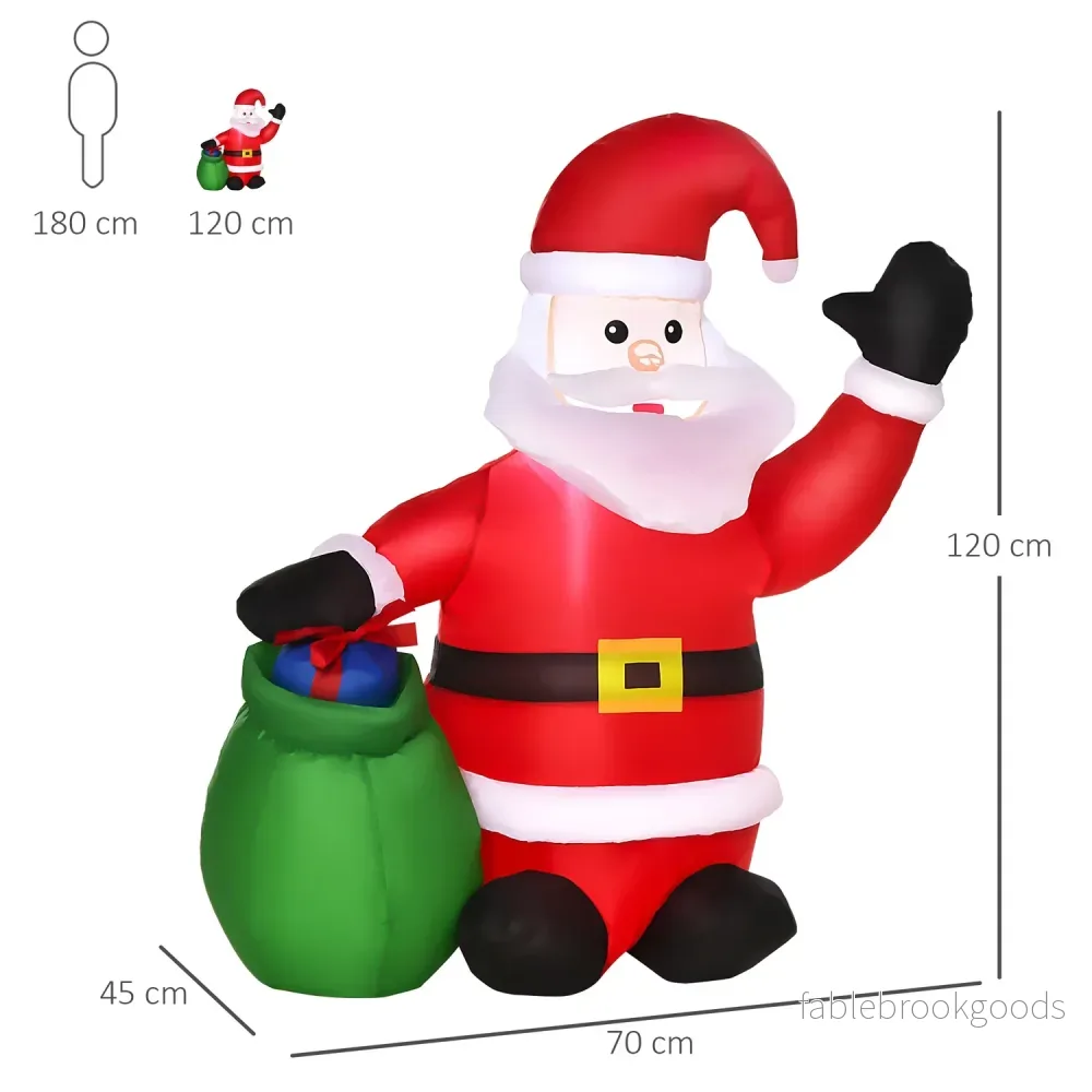 LED uppblåsbar jultomte & snögubbe – 70x45x120 cm, varmvit - Bild 3
