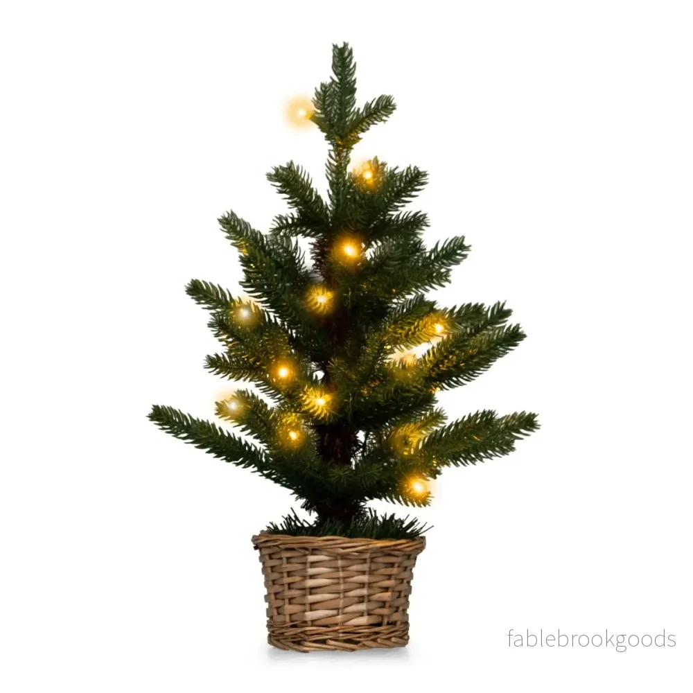 Liten – julgran upplyst för hemmakontoret – 48 cm – Grön