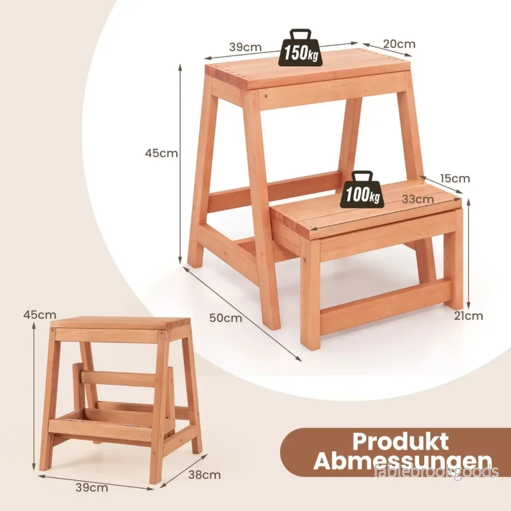 stegs – hopfällbar stegpall upp till lastkapacitet stege stol – 2 250 kg – Natur - Bild 3