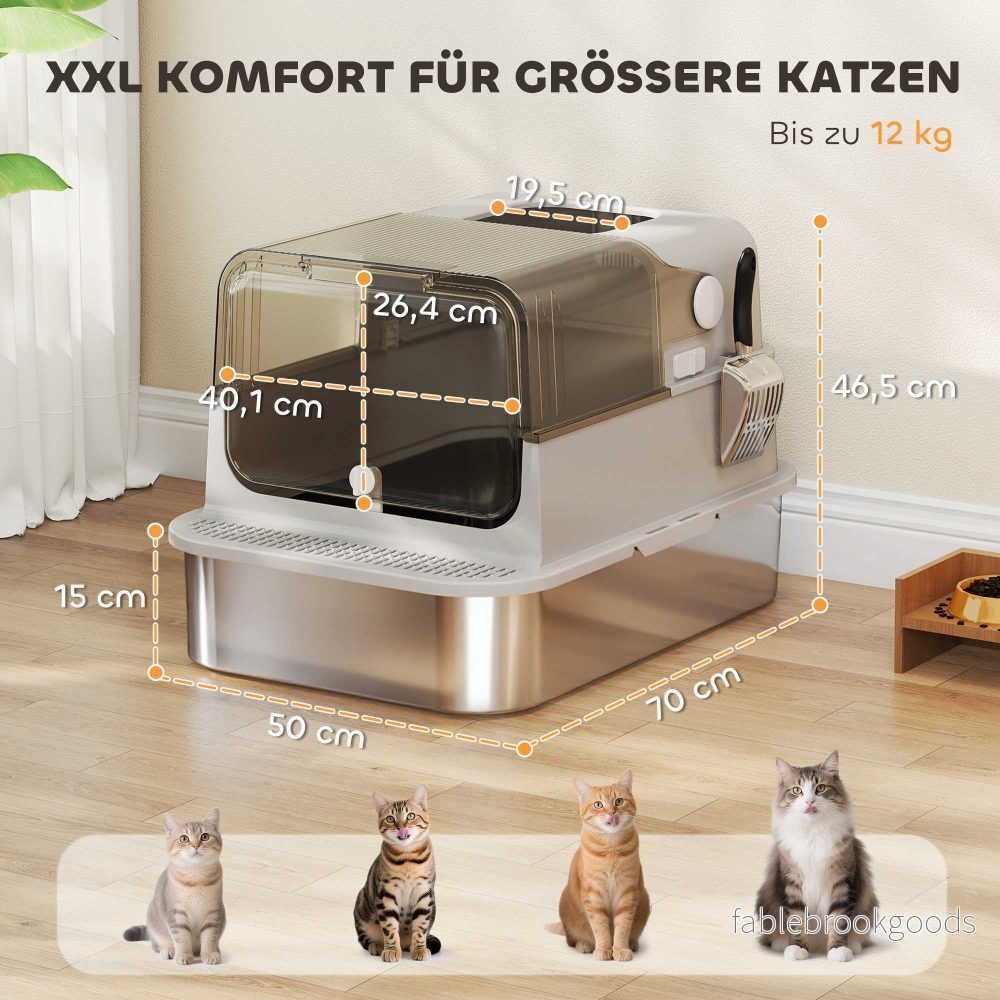 XXL kattlåda i rostfritt stål, lätt att rengöra, för stora katter - Bild 3