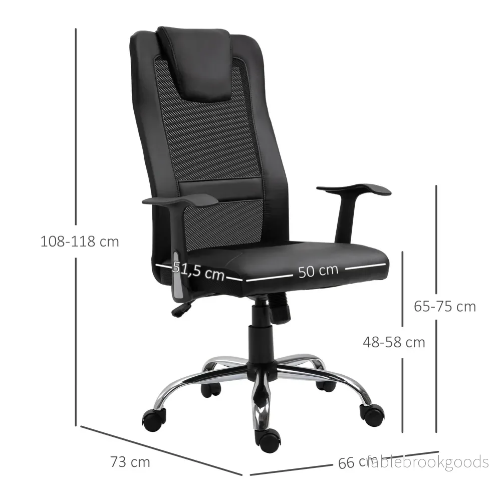 Ergonomisk kontorsstol i svart PU-läder, justerbar i höjdled - Bild 3