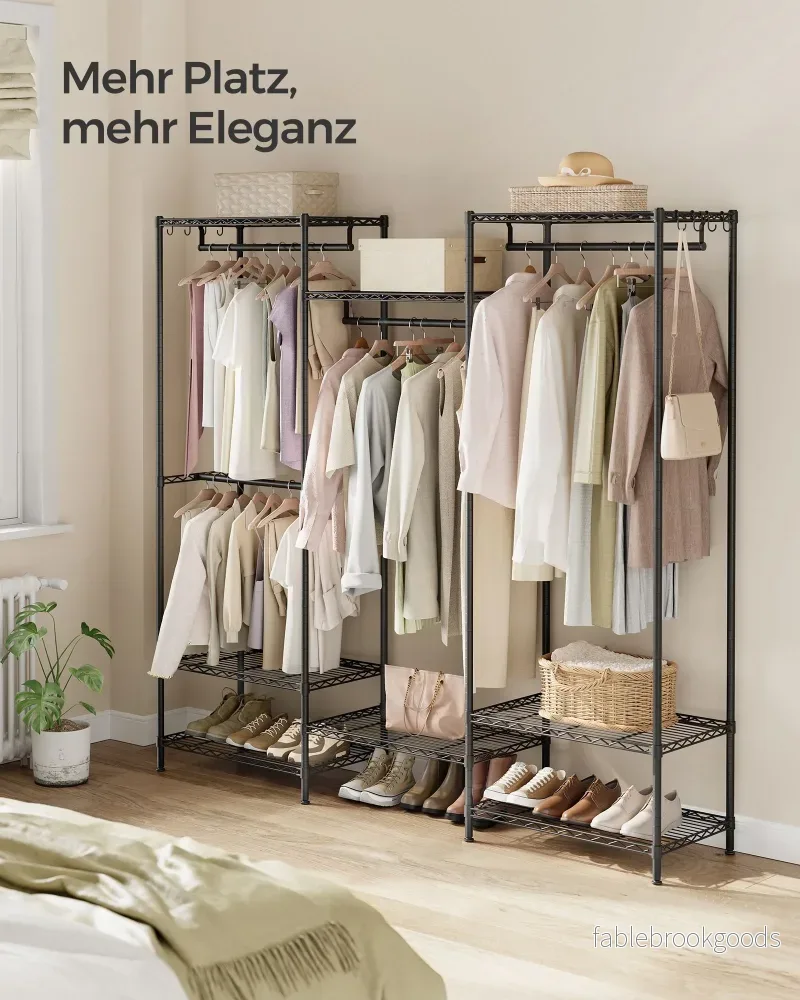 Garderob – öppen design – stål – bläcksvart - Bild 3