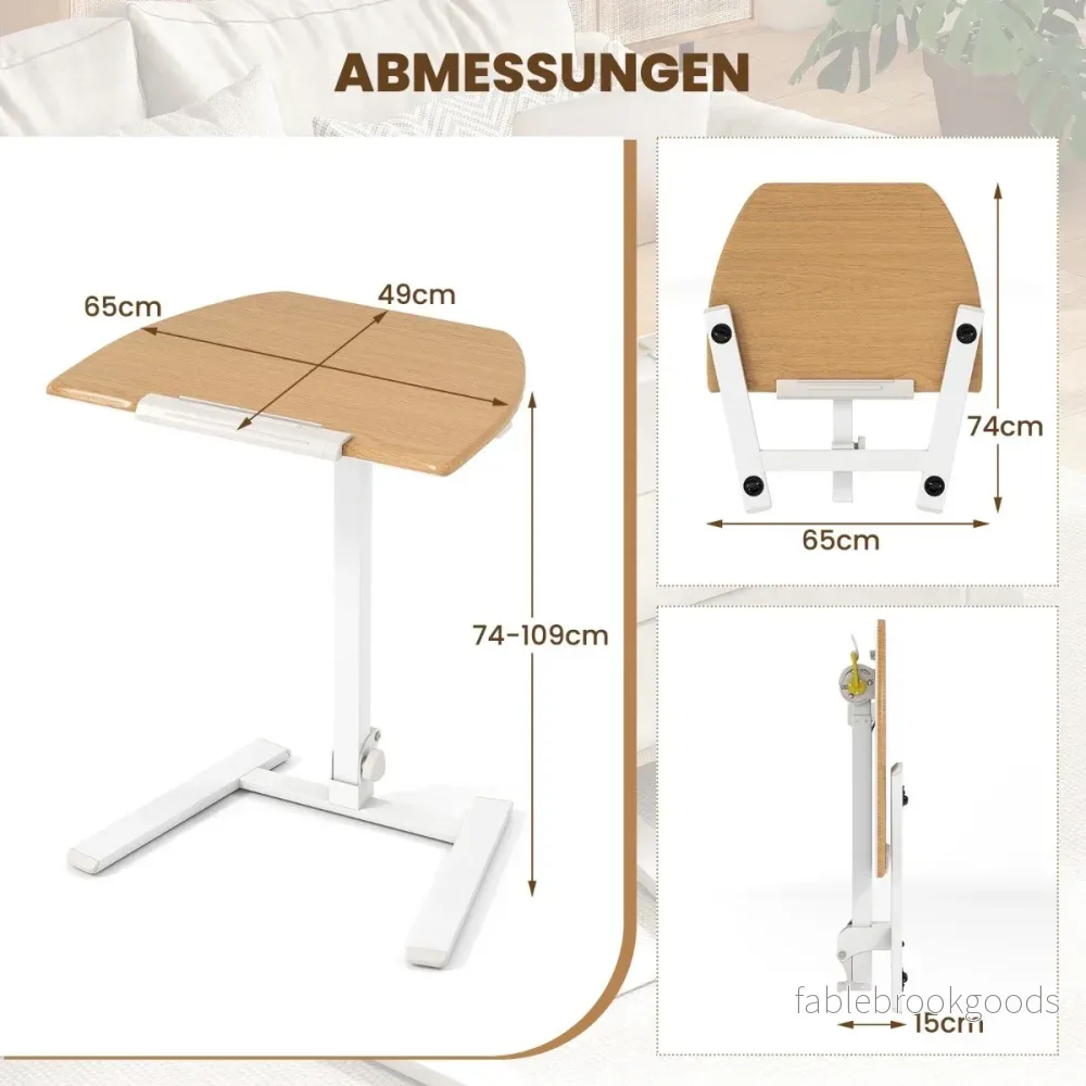 Höj – och sänkbar sidobord med 90° lutbar bordsskiva hjul, ståbord, hopfällbart ståpulpit – Natur - Bild 2