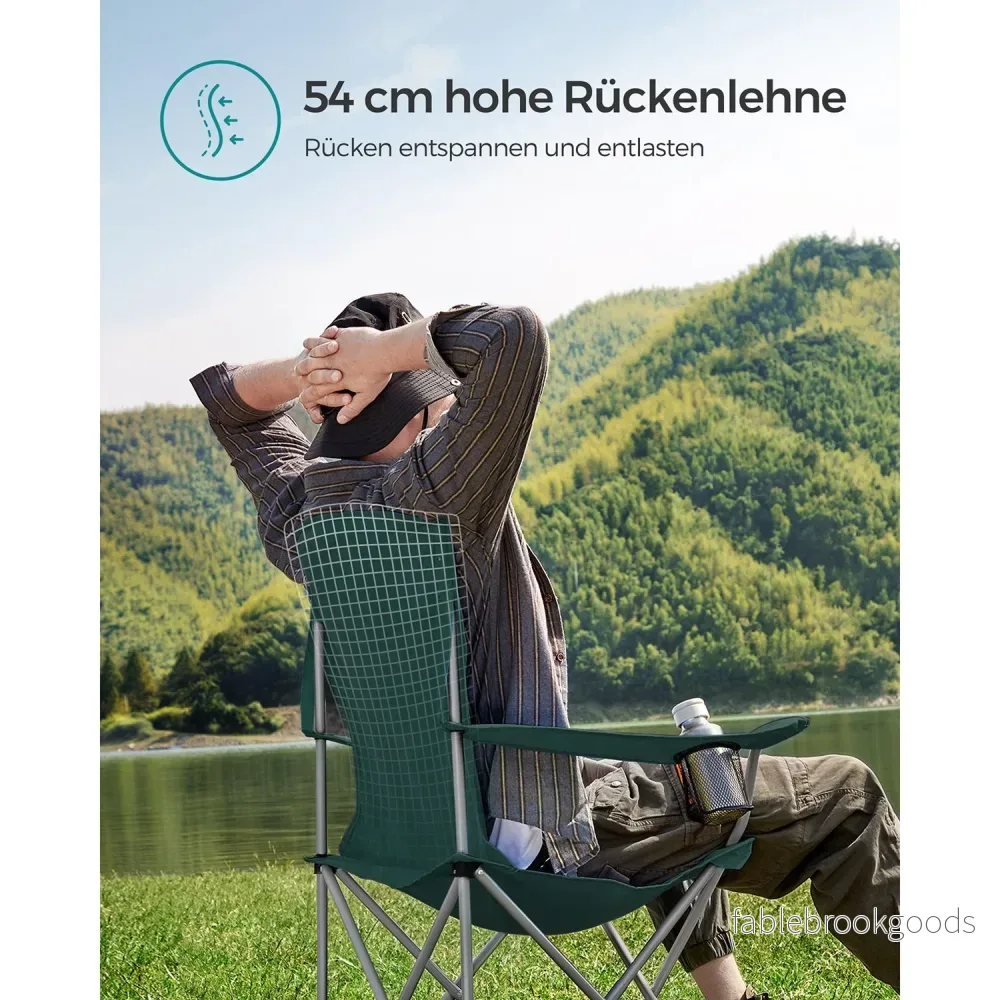 Campingstol - uppsättning av 2 med kopphållare - mörkgrön - Bild 3