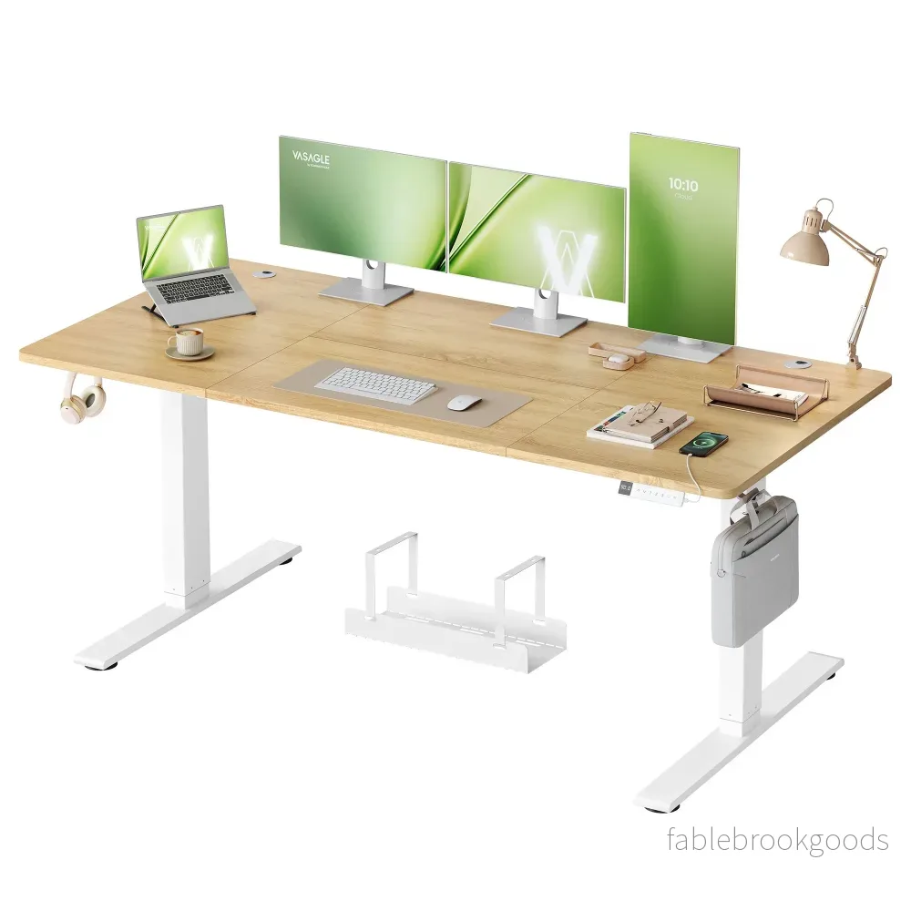 Bureau – In Hoogte Verstelbaar met Geheugenfunctie – Zit-Sta – Goudeiken en matwit – 180 x 80 x (72-120) cm Bureau – In Hoogte Verstelbaar met Geheugenfunctie – Zit-Sta – Goudeiken en matwit – 180 x 80 x (72-120) cm