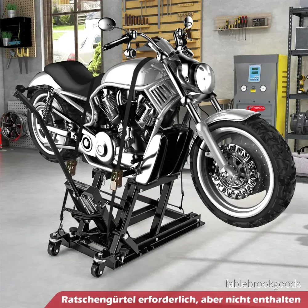 Motorcykellyftplattform – upp till stegs höjdjusterbar hydraulisk motorcykeljack – 680 kg 3 – Svart - Bild 3