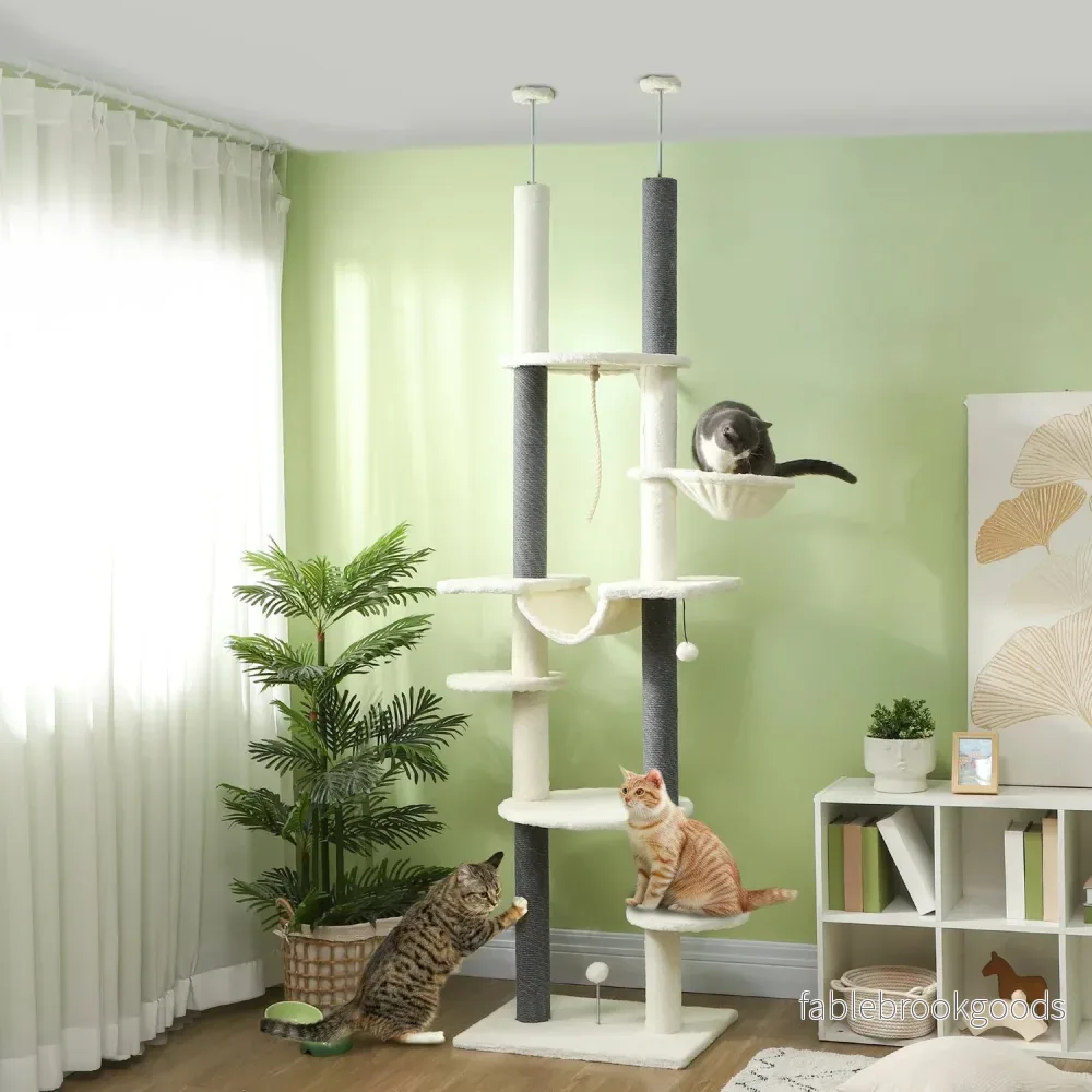 Kattträd med högt i tak, 225-255 cm, med hängmattor och korgar - Bild 2