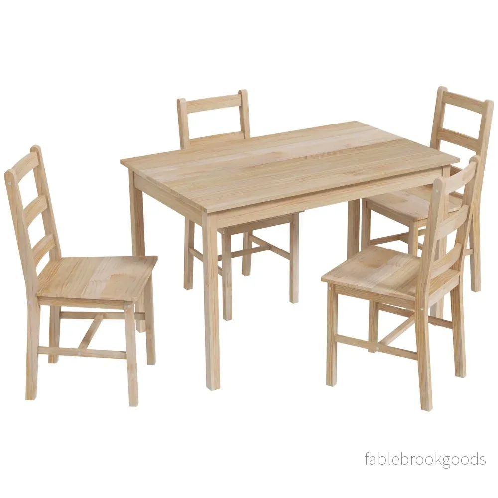 5-delad matsalsset i massivt trä, platsbesparande design