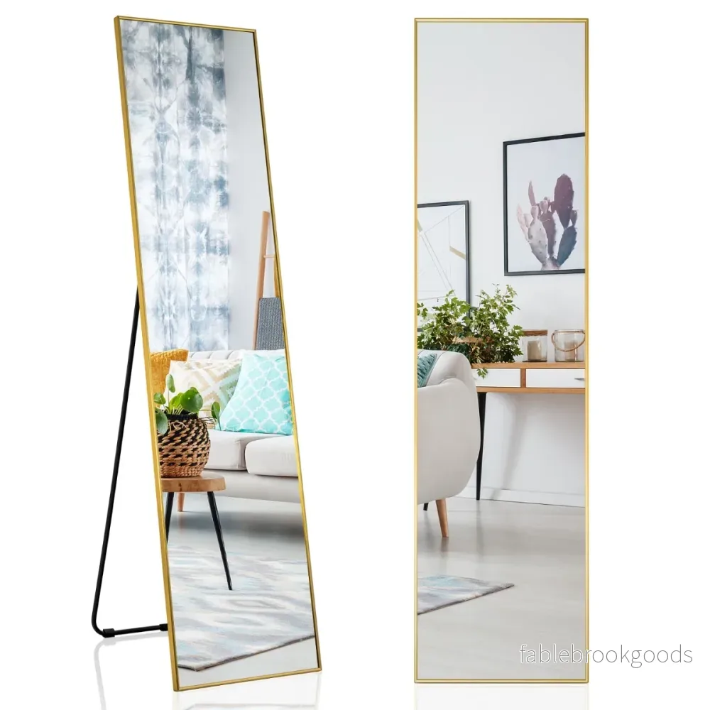 Helspegel – i stående och väggspegel gjord av spricksäker glasguld – 2 1 160 x 40 cm – Guld