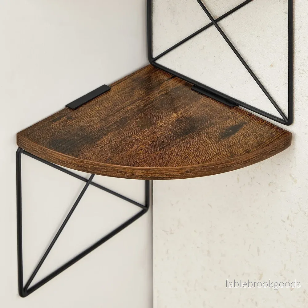Hörnhylla – 5 nivåer – Zigzag design – Vintage brun-svart - Bild 3