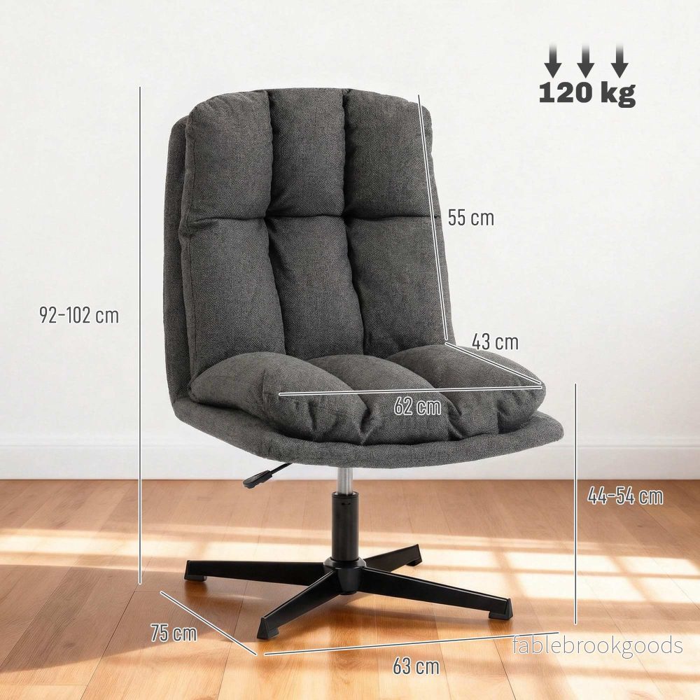 Justerbar snurrfåtölj, 62 cm sits, mörkgrå - Bild 3