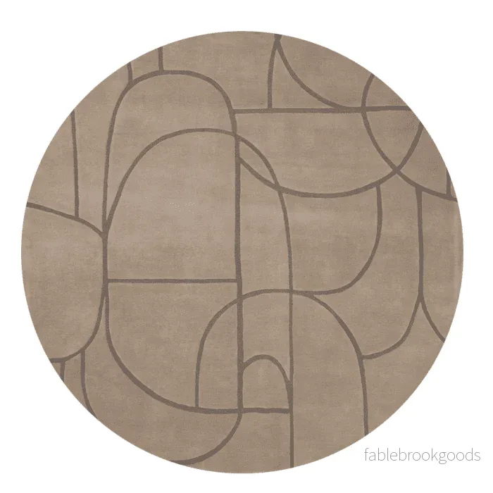 Måttanpassad Matta Modern Abstract Rund Beige Måttanpassad Matta Modern Abstract Rund Beige