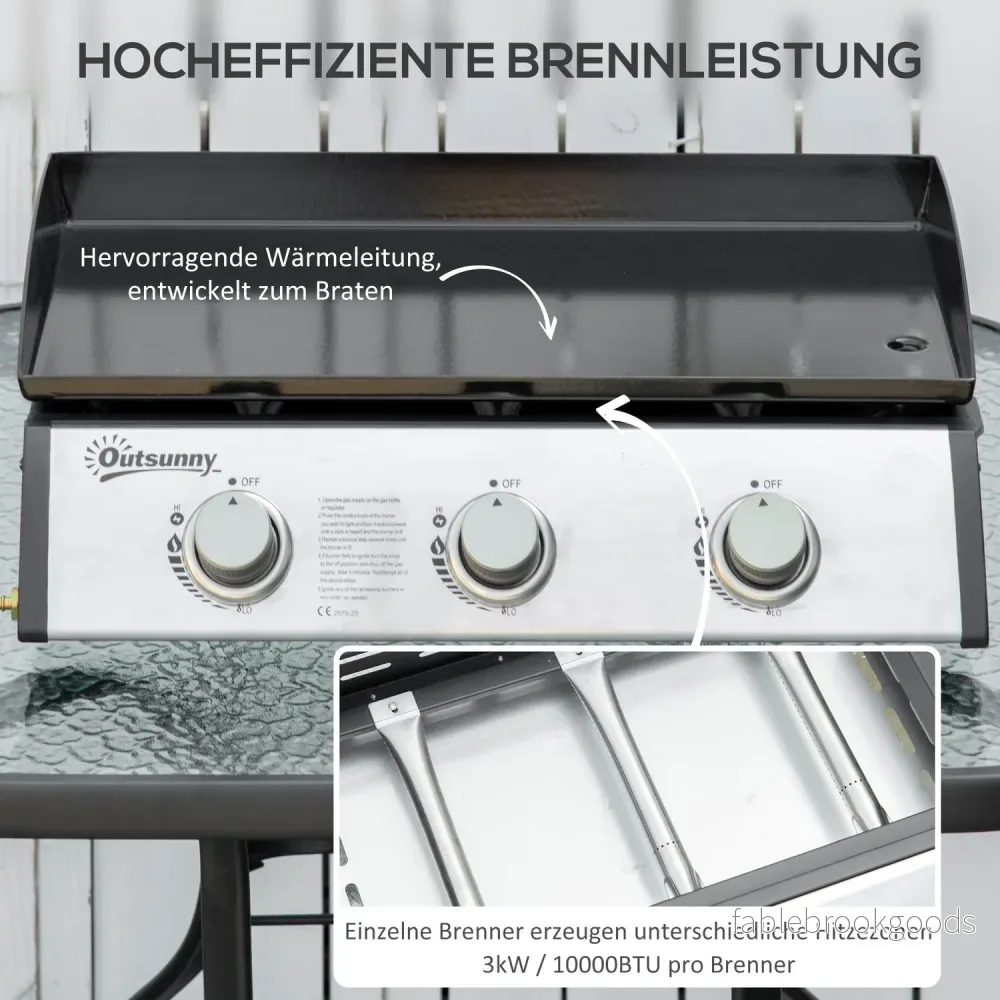 Gasgrill med 3 rostfria brännare, tryckreducerare - Bild 3