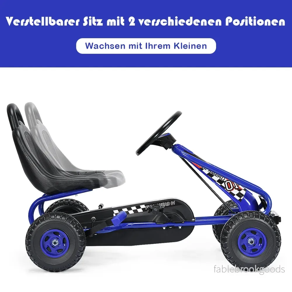 Gokart – Go Cart med handbroms pedalbil pedalfordon år – 30 kg 3-6 – Blå - Bild 2