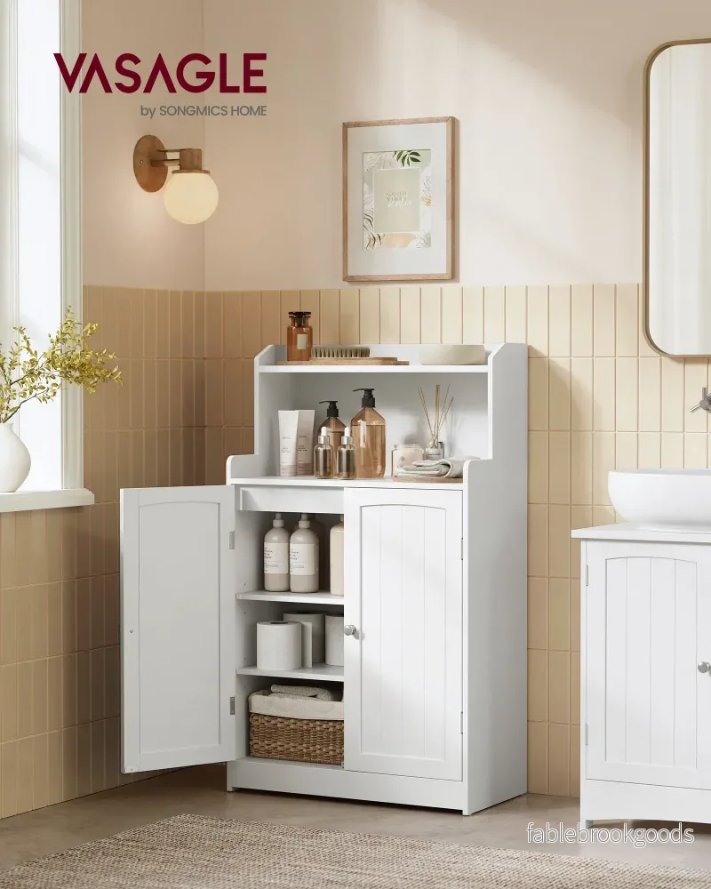 Badrumsskåp - med 2 dörrar och hyllor - Wolkwit - Bild 2