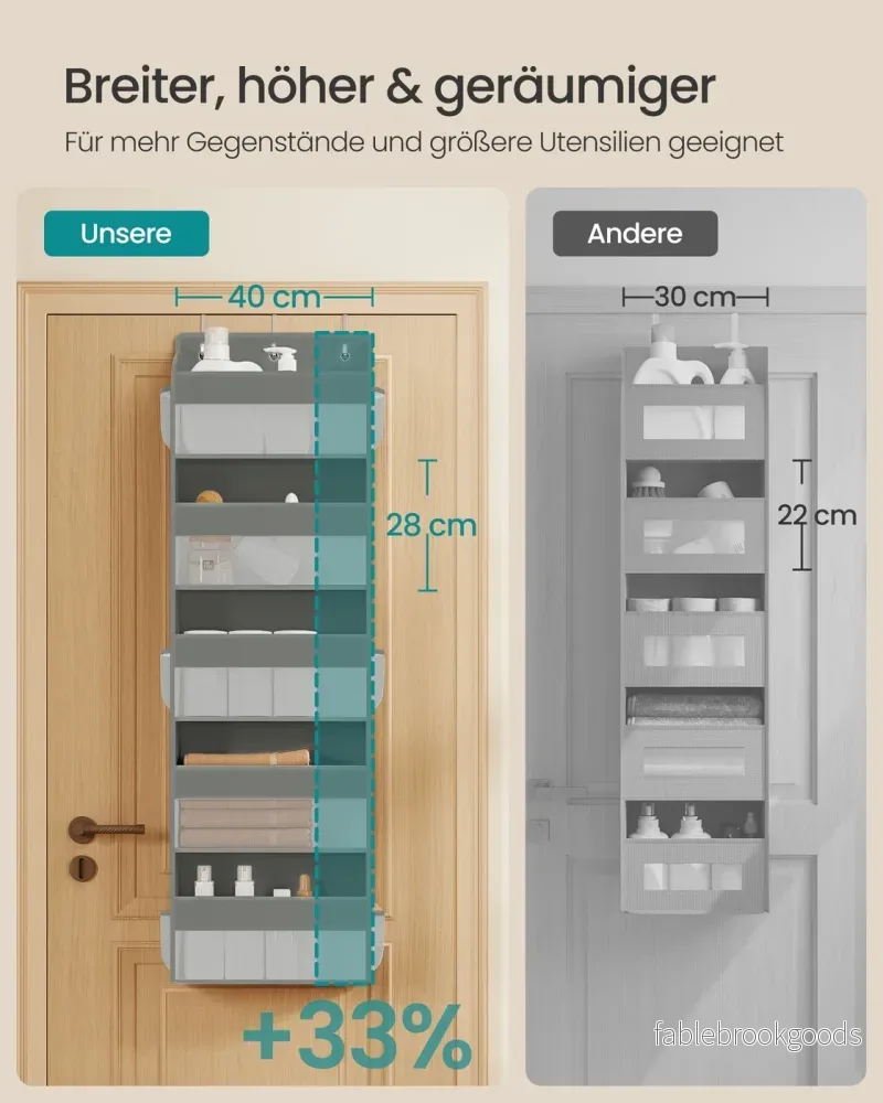 Deurorganizer - 15 x 40 x 140 cm - 5 vakken - opvouwbaar - transparant - duifgrijs - maximale belasting per plank 3 kg - totale belasting 15 kg - Bild 3