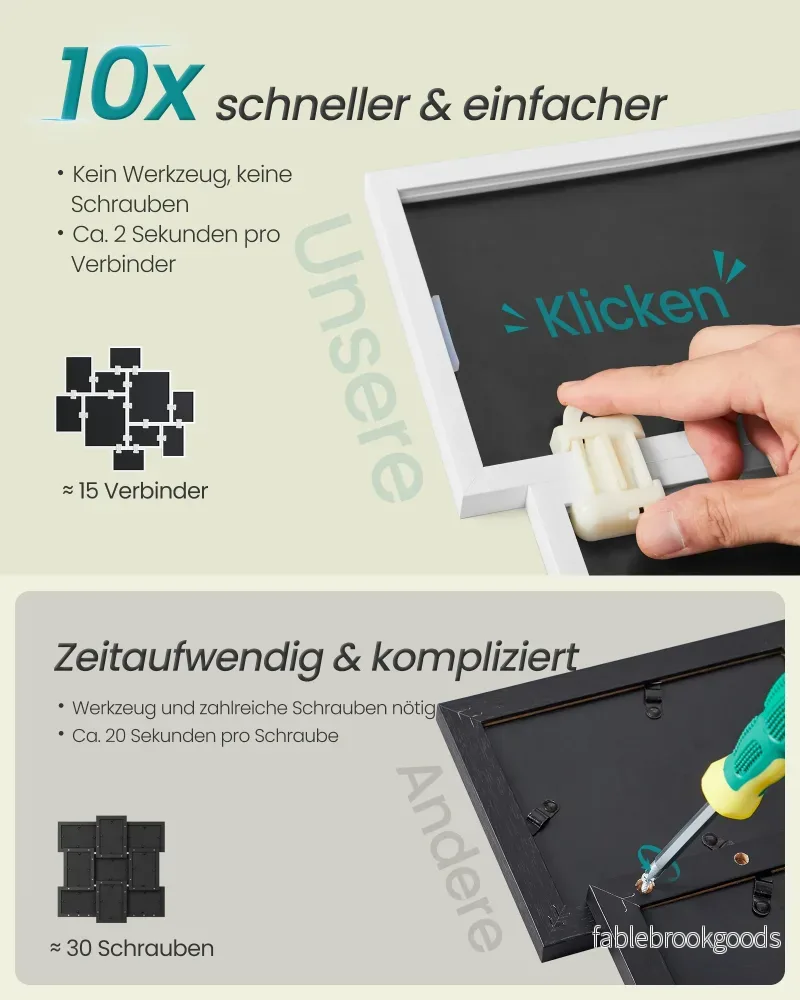 Fotolijstje - Set van 10 - Diverse maten - 20 x 25 cm, 13 x 18 cm, 10 x 15 cm - Wit - PVC-kunststof - Bild 3