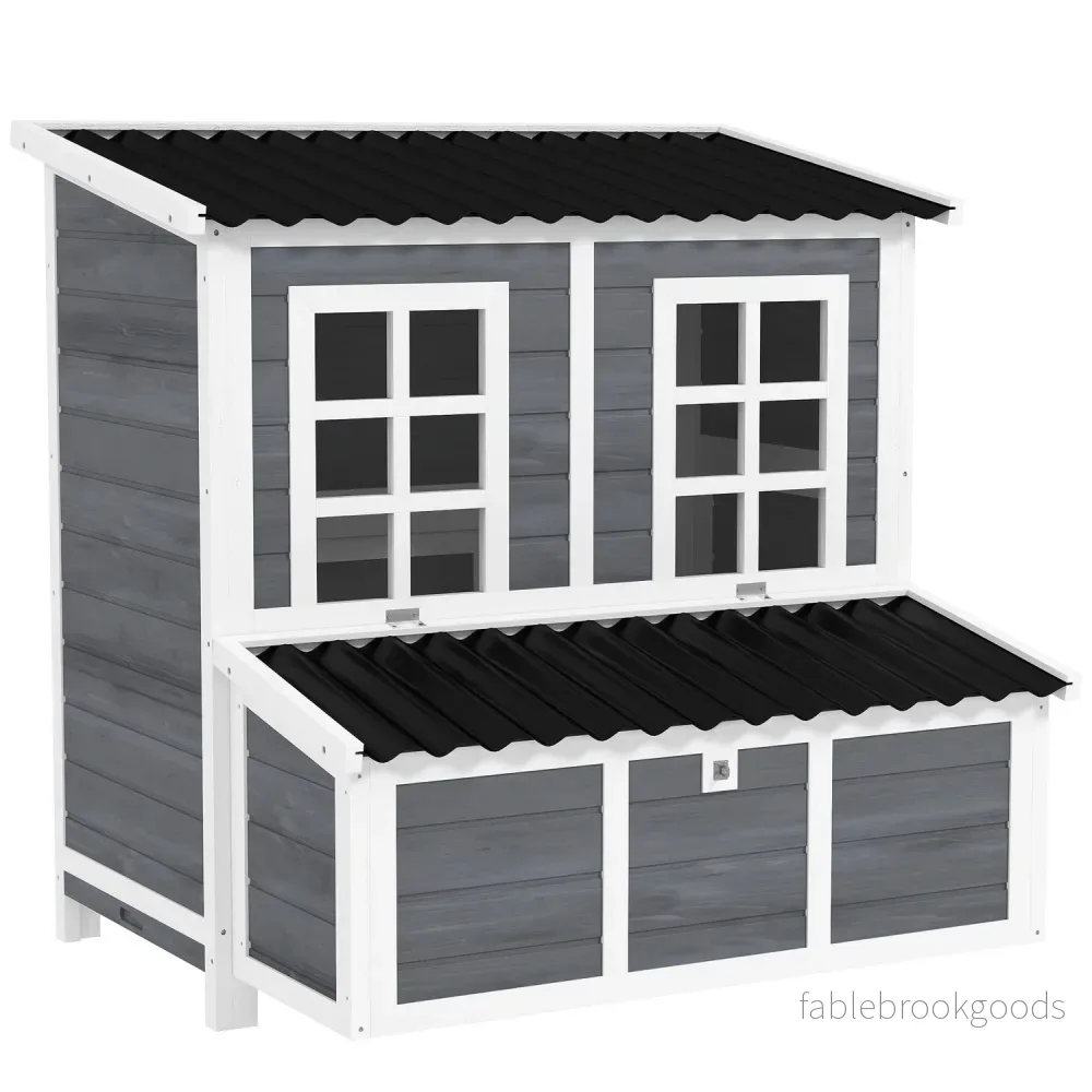 Vattentät Gran Wood Chicken Coop med bolåda för 4-6 höns