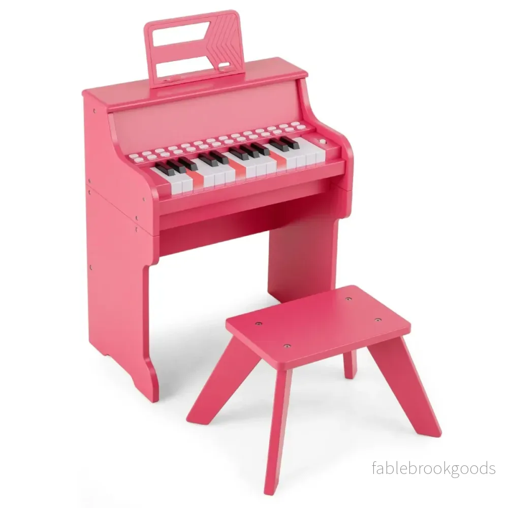 tangenter – Mini digitalpiano med pall Barnpiano justerbar hastighet – 25 – Rosa
