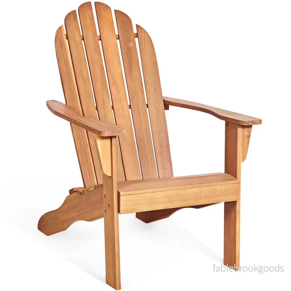 Adirondack – Trädgårdsstol Trädgårdsfåtölj Trädgårdsmöbler för terrassen Vit/Naturlig/Grå – Natur - Bild 2