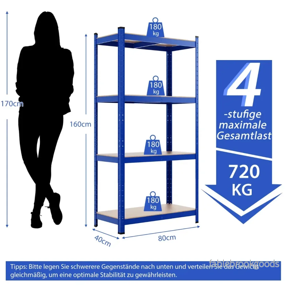 nivåer – förvaringsställ med metallram kraftigt upp till laddningsbart metallställ – 4 720 kg – Blå - Bild 2
