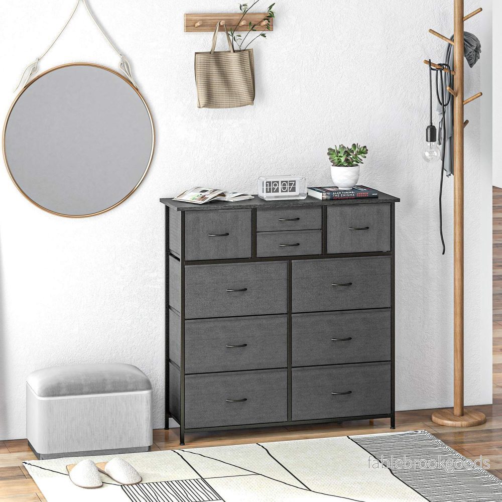 Byrå, 10 tyglådor, svart stålram - Bild 2