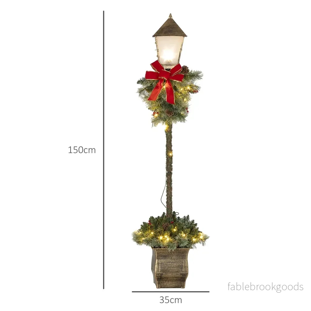 Metalljullykta med LED Fairy Lights, kottar och rosett - Bild 3