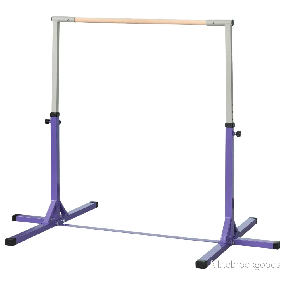 Justerbar gymnastikstång, 13-nivåer, stål & trä, 75 kg Kapacitet