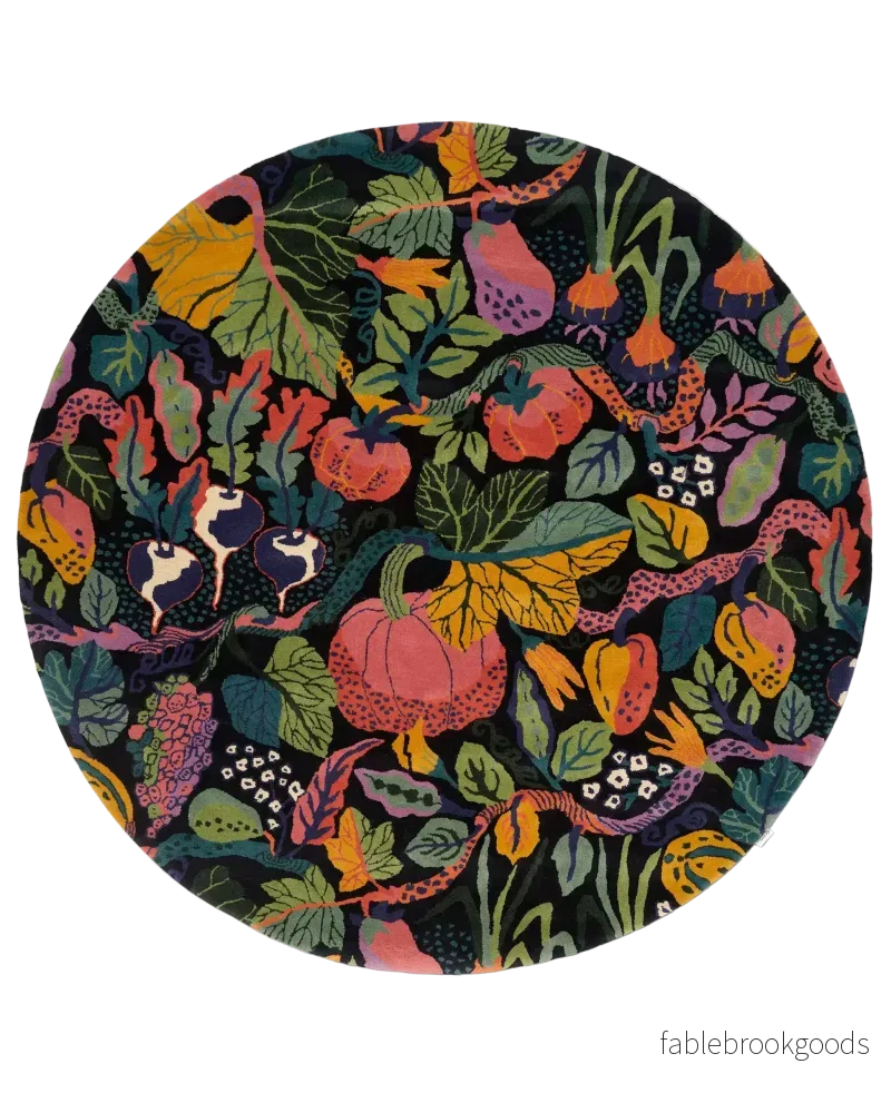 Måttanpassad Matta Heritage Garden Rund Charcoal Multi