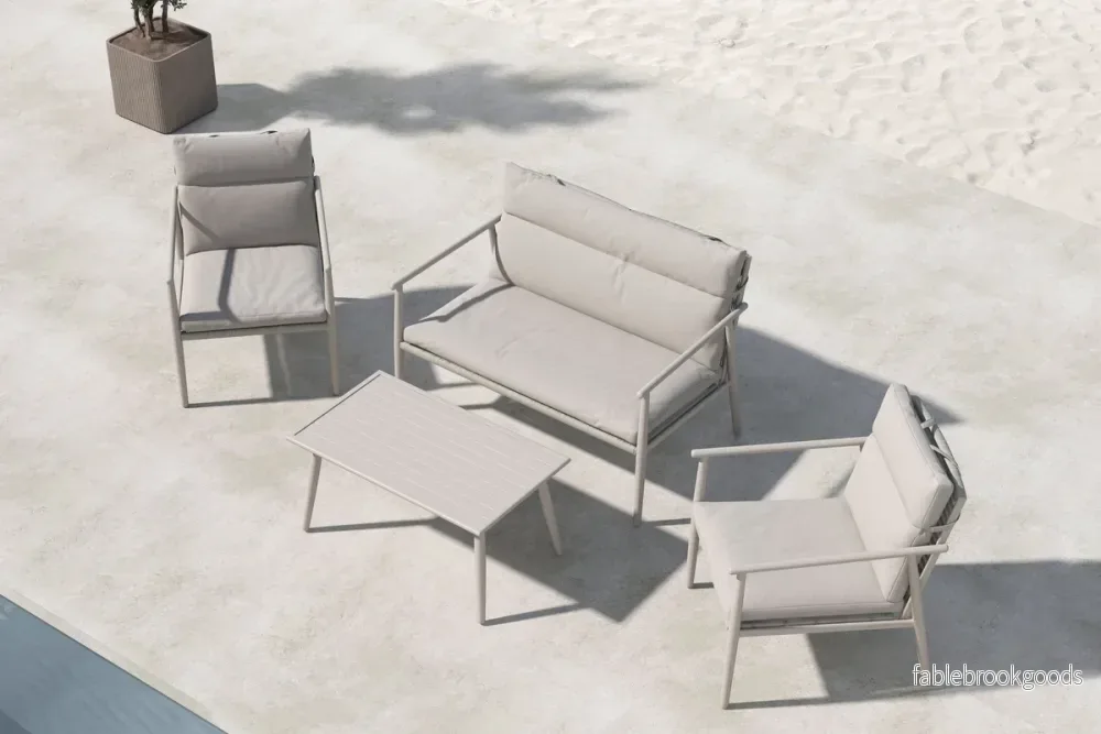 Mazzaro Soffgrupp Beige – Elegant Loungegrupp med Soffa, Fåtöljer & Bord | Venture Home
