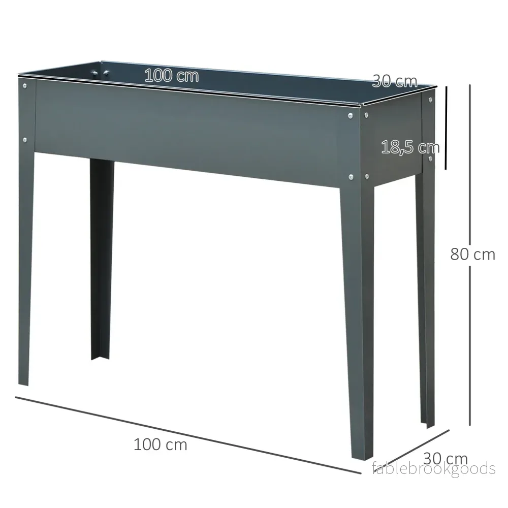 Trädgårdssäng i metall – 100x30x80 cm, med dränering - Bild 3