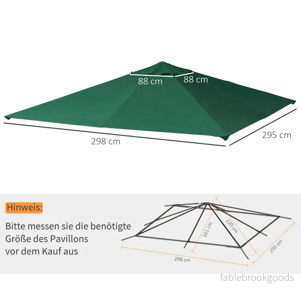 Grön polyestergazebo takbyte, 2,98 x 2,95 M - Bild 3