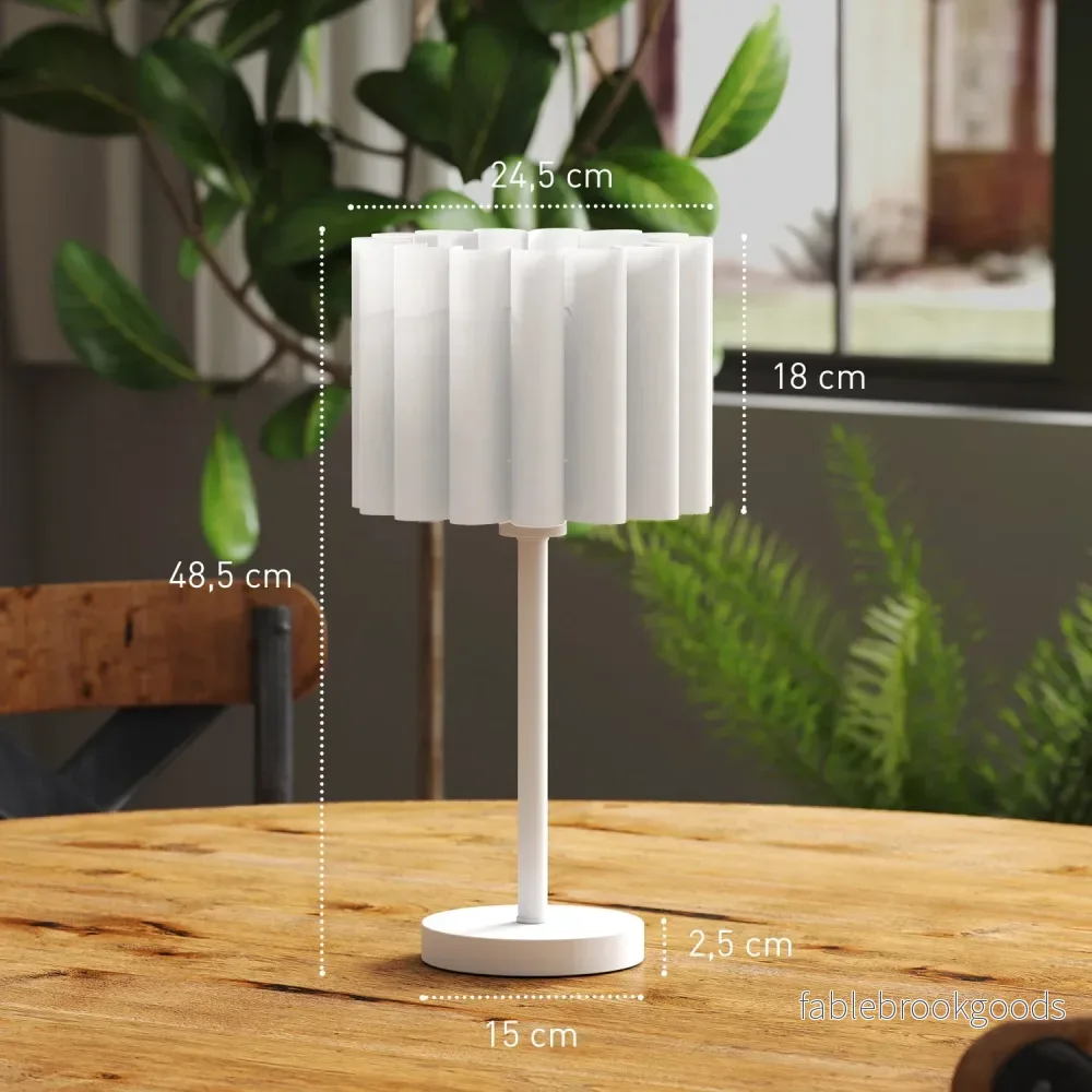 Bordslampa i retrostil, vit plastskärm, E27-sockel - Bild 3