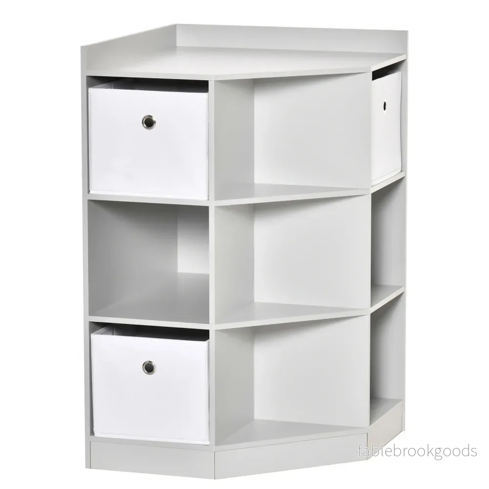 Förvaringshylla för barn, 3 tyglådor, grå MDF